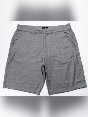 Hang Ten Chino Shorts Mens 36 Gray Check Golf Performance Stretch Hybrid Surf